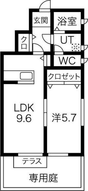 ジュネスフローラ(1LDK/1階)の間取り写真