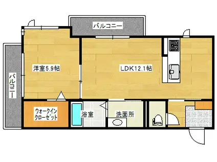 GRACE(1LDK/2階)の間取り写真