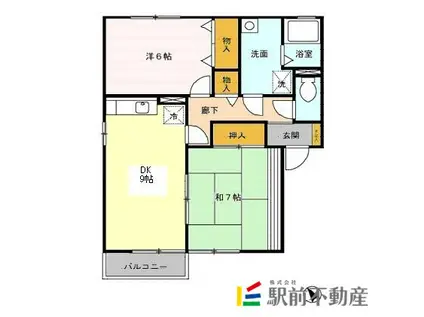 グランシャリオ A棟(2DK/2階)の間取り写真