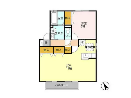 ヴェルクレール弐番館(1LDK/1階)の間取り写真