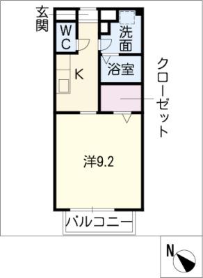 サンモール緑A棟(1K/2階)の間取り写真