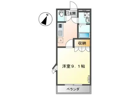 ル・ドーモくすの木(1K/2階)の間取り写真