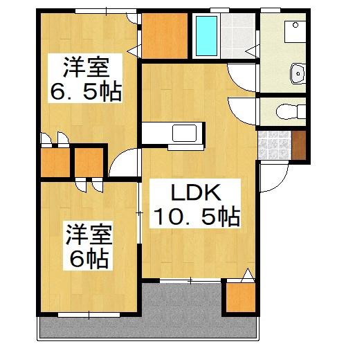 シャトレカタヤマ(2LDK/1階)の間取り写真