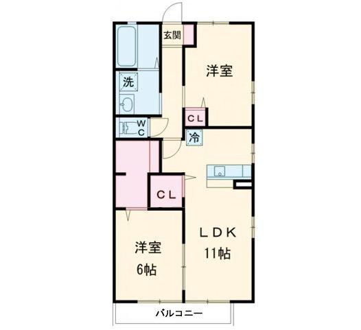 RAMBOW南日吉(2LDK/1階)の間取り写真