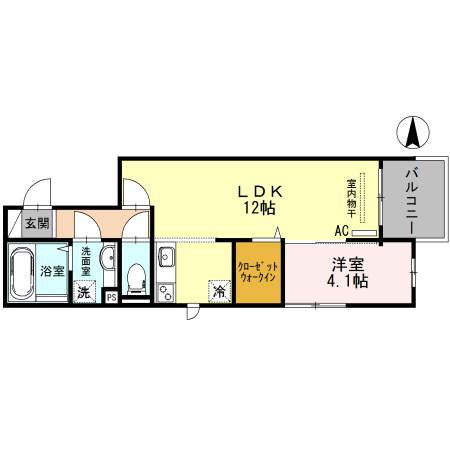 カーサフォレスタ塚口(1LDK/1階)の間取り写真