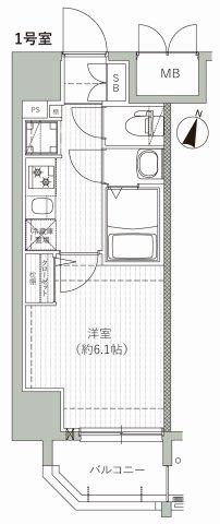エムブイインプ新大阪(1K/12階)の間取り写真