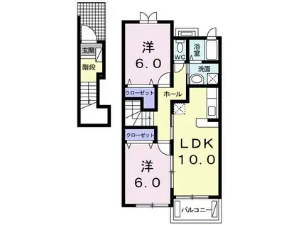 アーク ハイム(2LDK/2階)の間取り写真