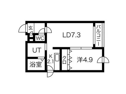ディスティニーII(1LDK/5階)の間取り写真
