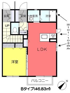 シャーメゾンプランドールB(1LDK/1階)の間取り写真