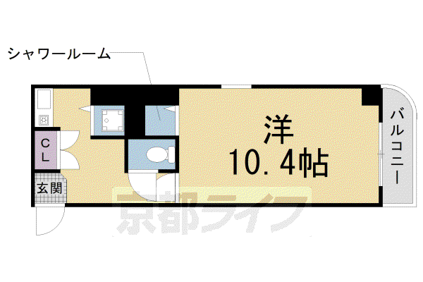 ジョイテル西院(1K/2階)の間取り写真