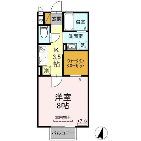 ベルフォーレ(1K/2階)の間取り写真