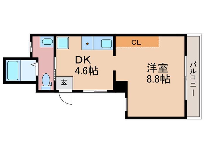 ビオス京都西陣アヤナス(1DK/3階)の間取り写真