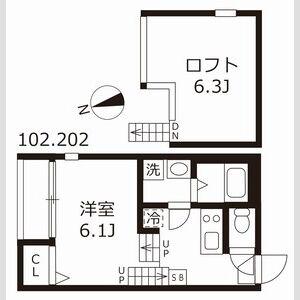 ハーモニーテラス生駒町II(1K/1階)の間取り写真