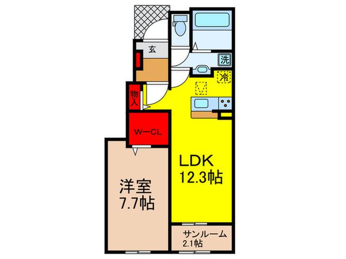 レジデンシア(1LDK/1階)の間取り写真