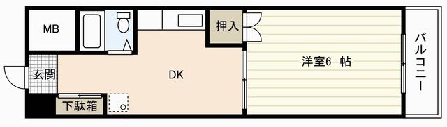 第2原本ビル(1DK/2階)の間取り写真