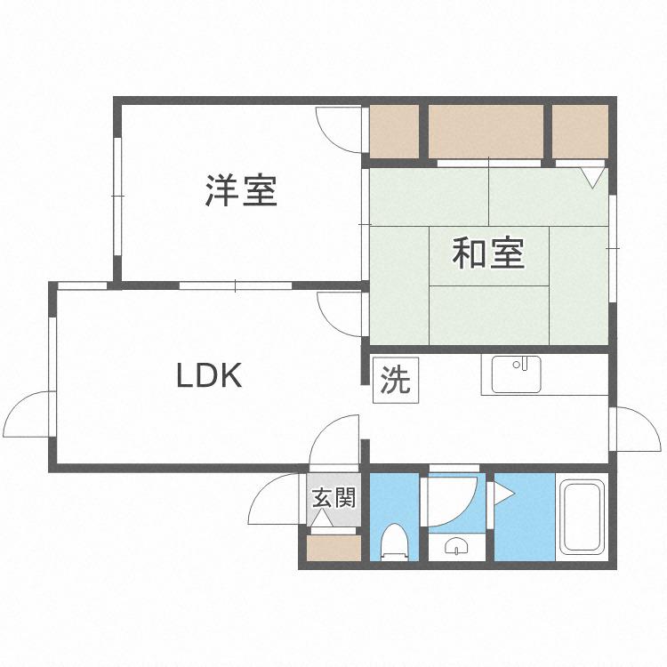 グレースハイツ新道東(2LDK/1階)の間取り写真
