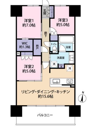 ヴェリテ金剛ルネクロスサイト(3LDK/14階)の間取り写真