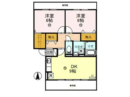 クレール・コート(2DK/1階)の間取り写真