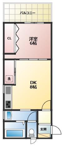 グラントゥール西宮北口(1DK/1階)の間取り写真