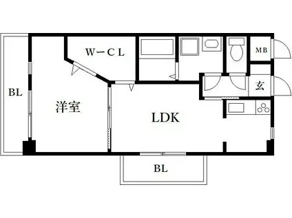 アミティエ博多駅南(1LDK/6階)の間取り写真
