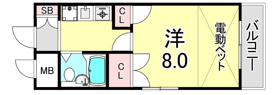 ハイツシスターローザー(1K/2階)の間取り写真