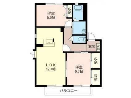 エクセルパレス佐貫B(2LDK/2階)の間取り写真