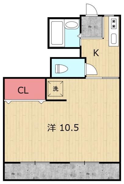 メゾンドシャンメール(1DK/3階)の間取り写真