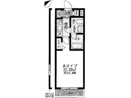 レジェンド南品川(1K/3階)の間取り写真