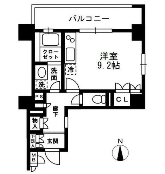 レジディア中落合A棟(ワンルーム/2階)の間取り写真