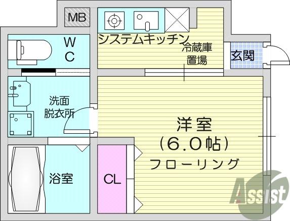 小田原1丁目(1K/1階)の間取り写真