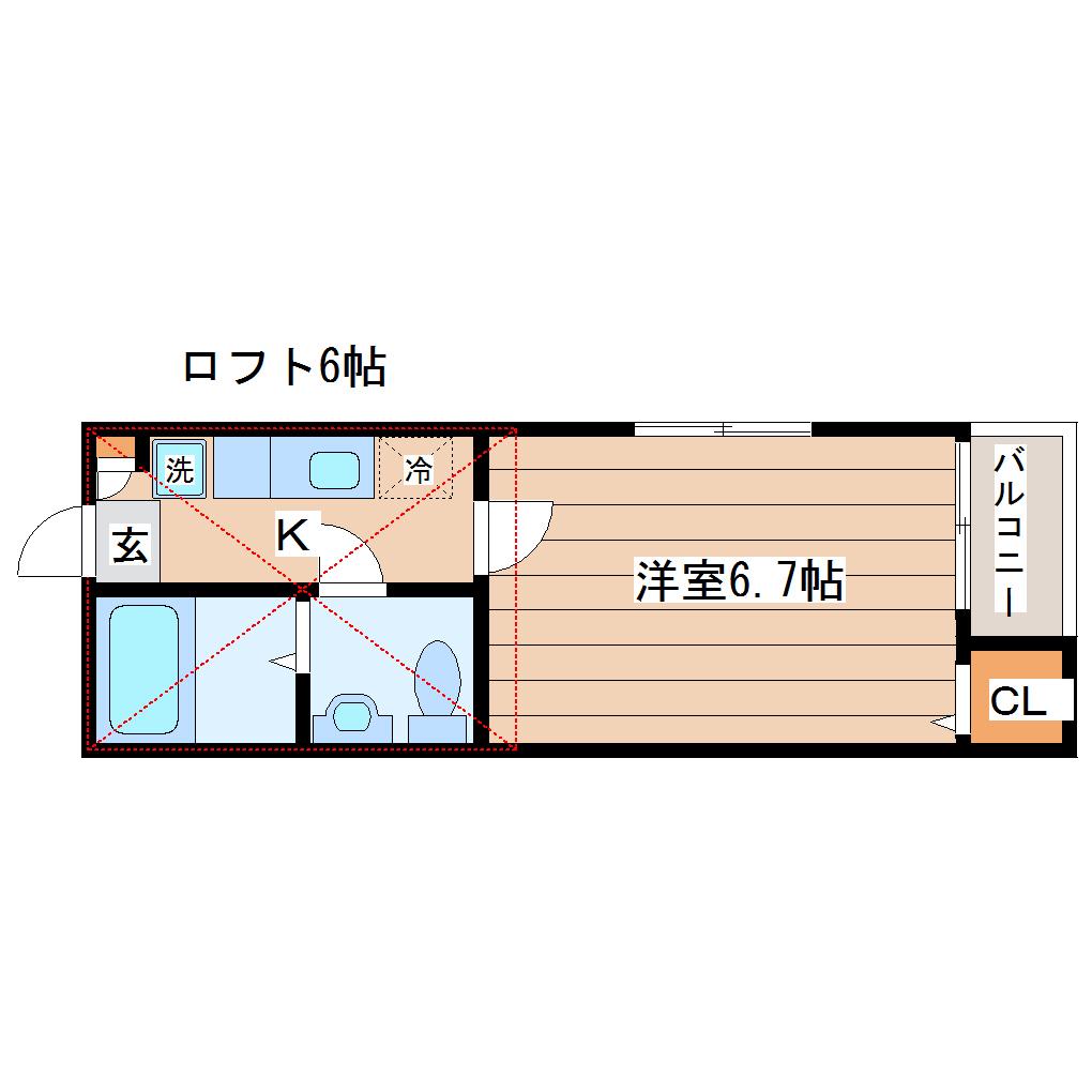 STAGE中田I(1K/1階)の間取り写真