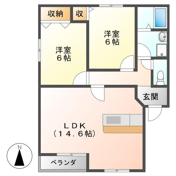 エルグランド(2LDK/2階)の間取り写真