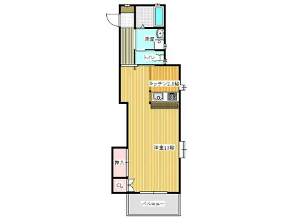 マイロード萩原(ワンルーム/3階)の間取り写真