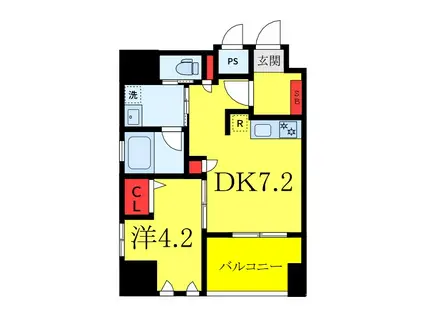 エスペランサ南大塚(1DK/4階)の間取り写真