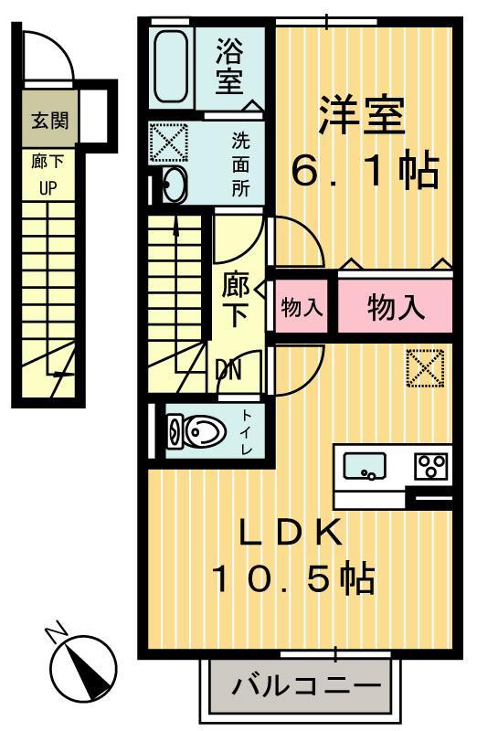 リェス ソーンチェ A(1LDK/2階)の間取り写真