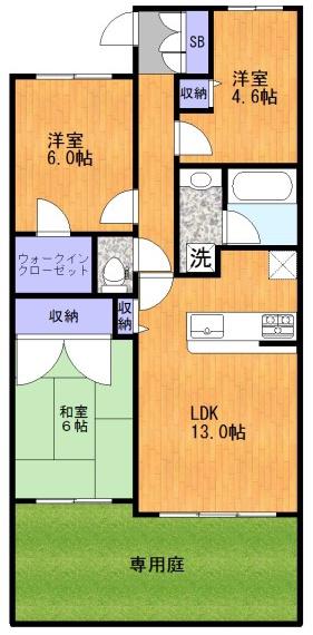 ルイシャトレ都島(3LDK/1階)の間取り写真