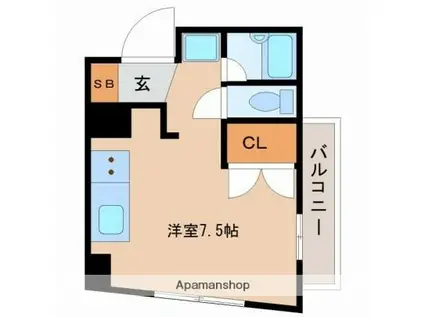 ルミナス松山(ワンルーム/9階)の間取り写真