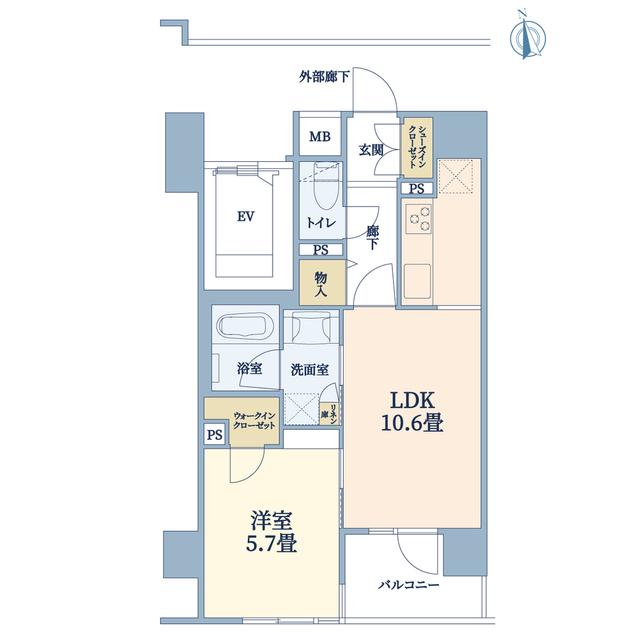 イニシア浅草(1LDK/8階)の間取り写真