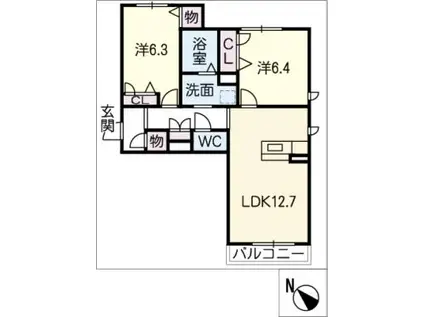 リブ春風(2LDK/1階)の間取り写真