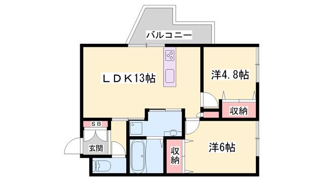 ステラフォーリア(2LDK/3階)の間取り写真