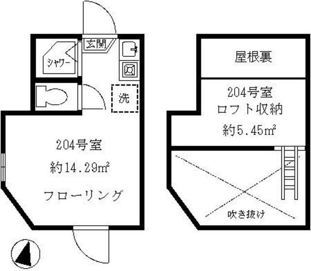 ティ・アーモハート(ワンルーム/2階)の間取り写真