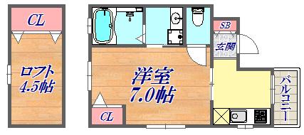 宝勝ハイツ(1K/3階)の間取り写真