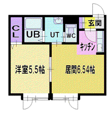 ワイズハウス(1LDK/1階)の間取り写真