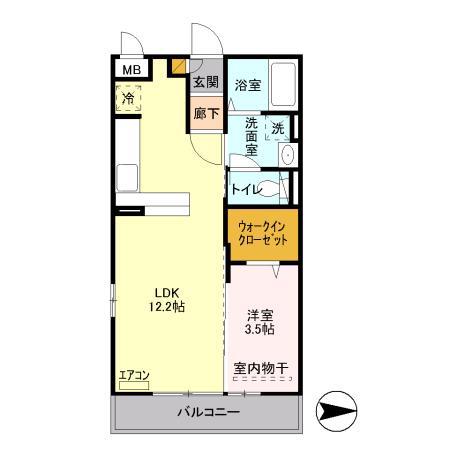 エスポワール沼影II(1LDK/3階)の間取り写真