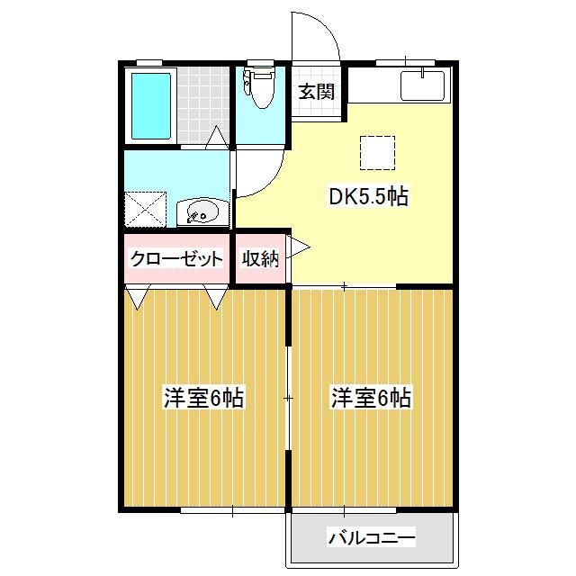 シェリール豊科(2DK/1階)の間取り写真