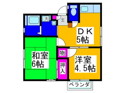 サンシティ三国ヶ丘(2DK/1階)の間取り写真