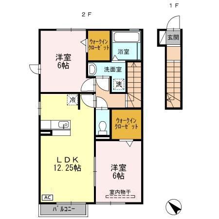 セプテンベール(2LDK/2階)の間取り写真
