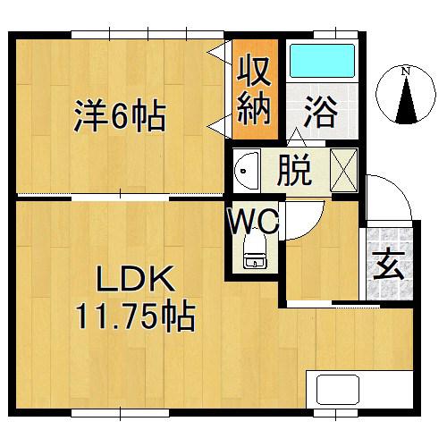 ミーツホイザァ城東C(1LDK/1階)の間取り写真