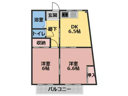 ハニーハイツI(2DK/1階)の間取り写真