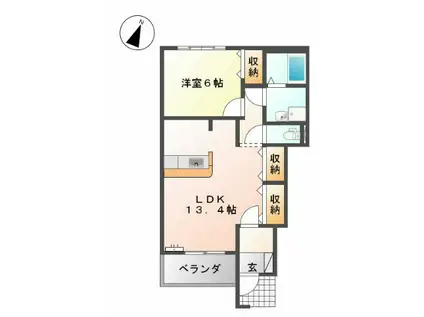 ウィステリア王司(1LDK/1階)の間取り写真